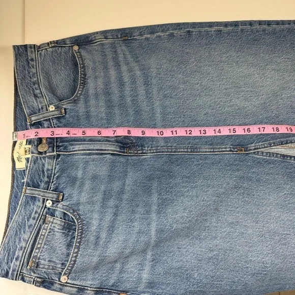 Madewell Mid Rise Denim Maxi Jean Skirt Womens 26 Blue Front Middle Slit NWT - Picture 11 of 12